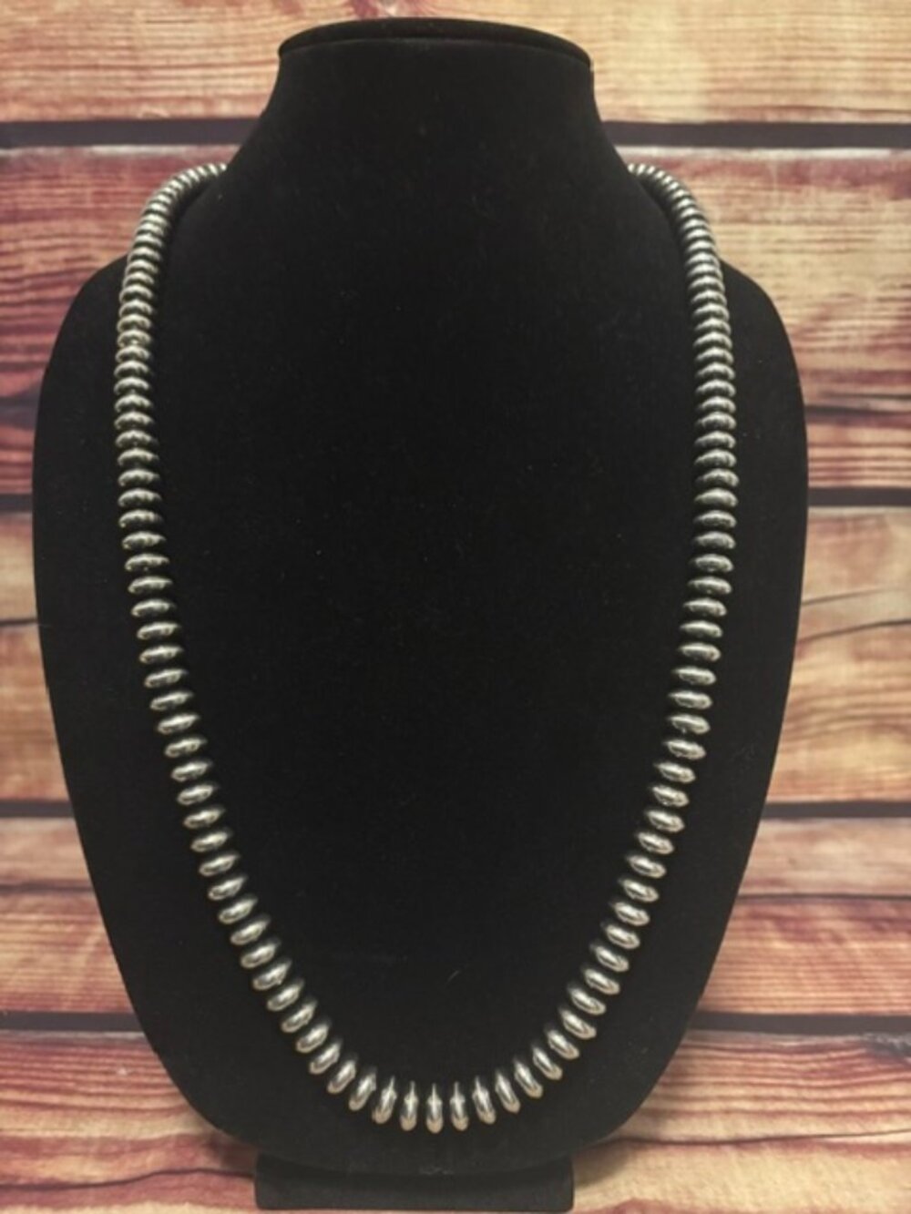 ICON 30" Western Saucer Pearl Necklace Silver Tone Navajo Style NWT